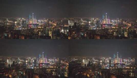 上海天际线夜景航拍高清在线视频素材下载