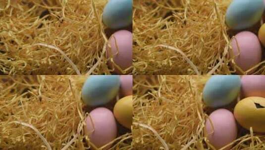 稻草上的复活节彩蛋高清在线视频素材下载