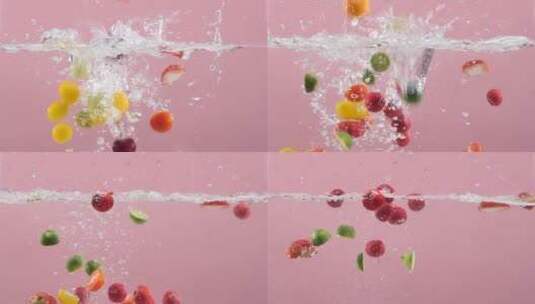各种水果入水升格视频高清在线视频素材下载