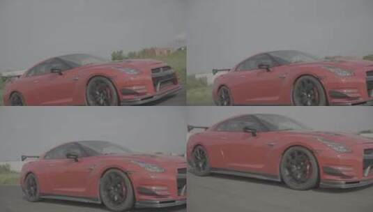 GTR 红色跑车 多角度赛道跟拍 4K SLOG3高清在线视频素材下载