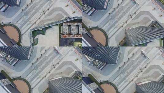 正上方视角航拍江苏盐城新龙广场商业圈建筑高清在线视频素材下载