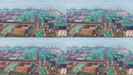 大连连云港矿工厂码头海上运输港口高清在线视频素材下载
