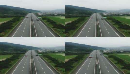 航拍笔直高速公路交通竖屏 (1)高清在线视频素材下载