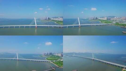 航拍深圳湾大桥高清在线视频素材下载