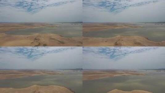 鄱阳湖枯水季湖床沙洲航拍视频高清在线视频素材下载