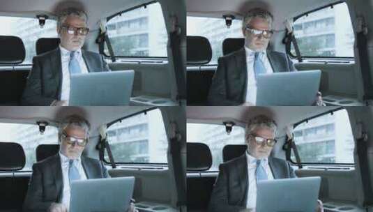 在汽车中使用笔记本电脑的商人高清在线视频素材下载