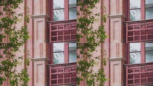 杭州城区红色砖墙古建筑高清在线视频素材下载