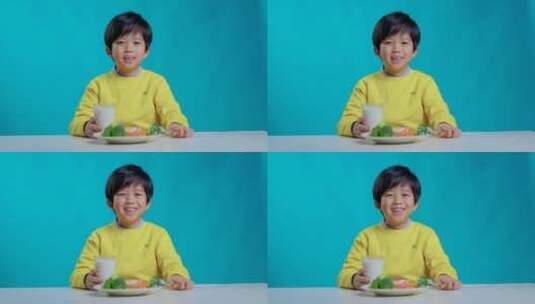 吃蔬菜的快乐小男孩高清在线视频素材下载