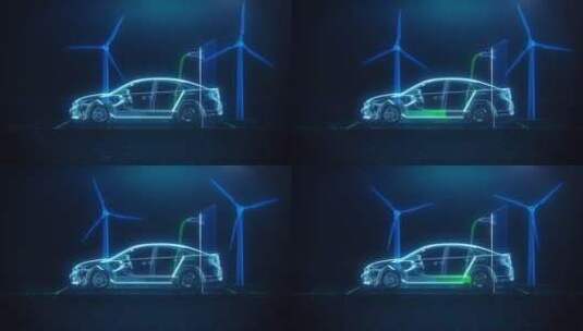 抽象科技感新能源绿色环保电车充电动画高清在线视频素材下载