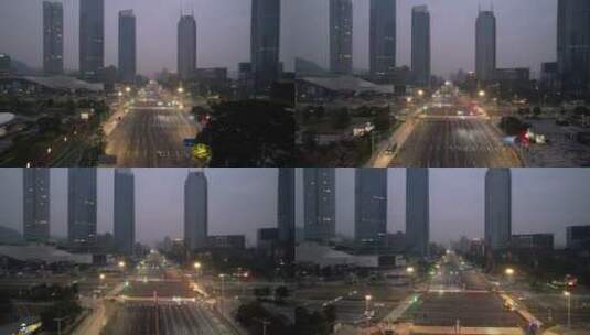 城市凌晨航拍高清在线视频素材下载