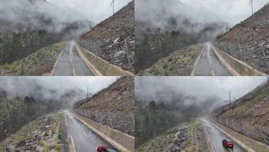 云南山区雨雾道路高清在线视频素材下载