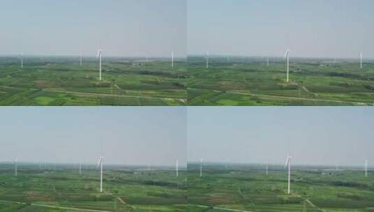 4k 航拍乡村农田机械能风力发电机高清在线视频素材下载