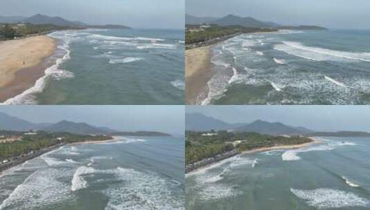 航拍大海灯塔海浪自愈风景海南海边长焦高清在线视频素材下载