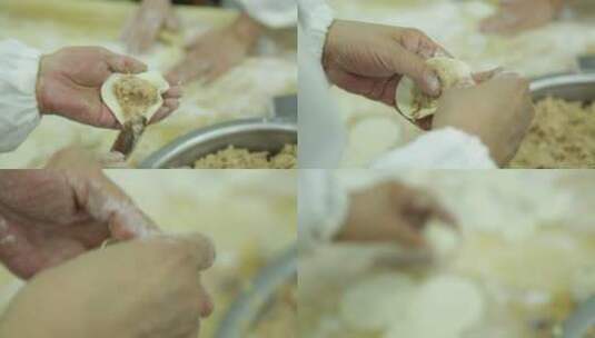 汤包制作过程放下汤包包制手法调馅中式面食高清在线视频素材下载