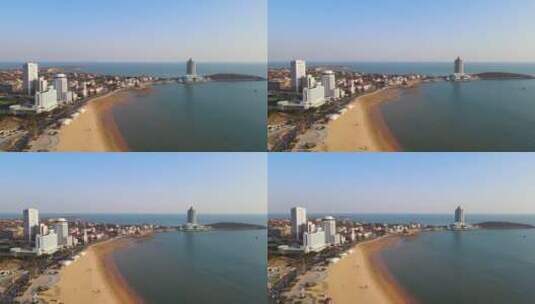 4k 航拍青岛前海一线城市景观高清在线视频素材下载