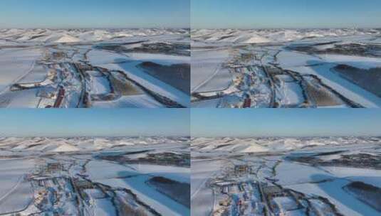 山村雪景视频素材航拍高清在线视频素材下载