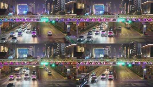 杭州城市街头车流夜景高清在线视频素材下载