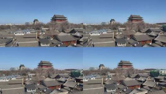 北京老城区钟鼓楼高清在线视频素材下载