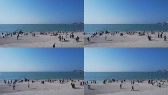 广东惠州巽寮湾风光海滩游客游玩A高清在线视频素材下载