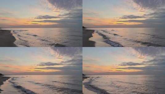 夕阳下的金色沙滩高清在线视频素材下载