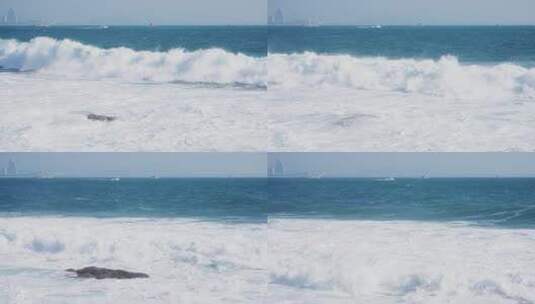 大海海水海浪花特写升格慢镜头高清在线视频素材下载