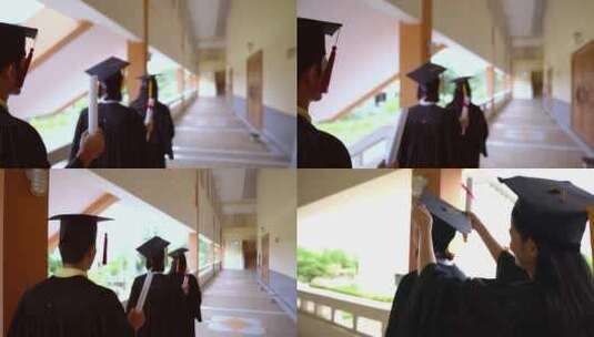 4k大学毕业整理学士服学士帽高清在线视频素材下载