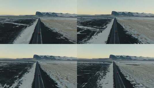 航拍大冰原自驾高清在线视频素材下载