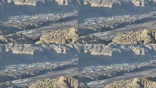 西藏阿里地区札达县城航拍空境高清在线视频素材下载