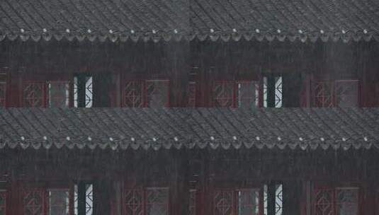 雨天下雨古建筑屋檐雨滴古风意境高清在线视频素材下载