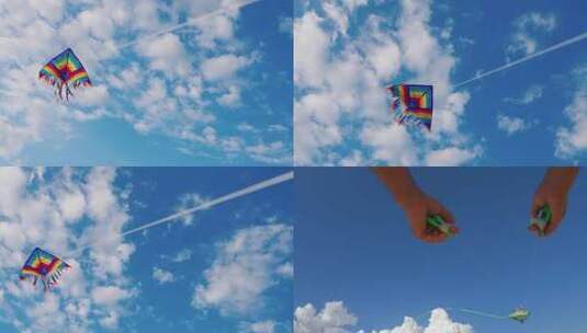 放风筝 空中飞翔的风筝高清在线视频素材下载