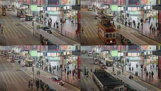 香港铜锣湾车流人流夜景素材高清在线视频素材下载