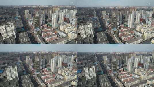 沈阳中街城市高楼建筑天际线航拍高清在线视频素材下载