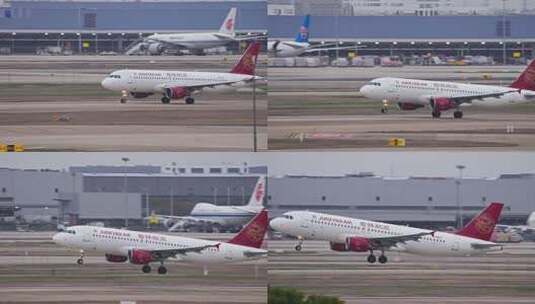 吉祥航空飞机在浦东机场起飞高清在线视频素材下载