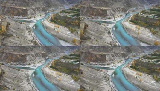 4K印度喜马偕尔邦切纳布河的航拍照片——喜马拉雅山谷的苹果兰30高清在线视频素材下载