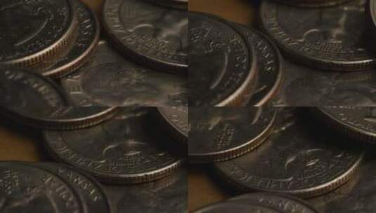 硬币的旋转镜头高清在线视频素材下载