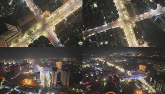 航拍城市公路夜景高清在线视频素材下载