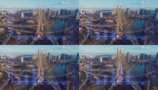 市中心城市图形中的未来条形图高清在线视频素材下载