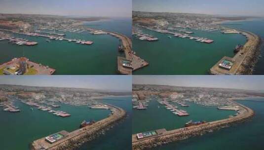 一个阳光明媚的夏日，阿尔梅里亚的阿尔梅里马尔港。航拍。高清在线视频素材下载