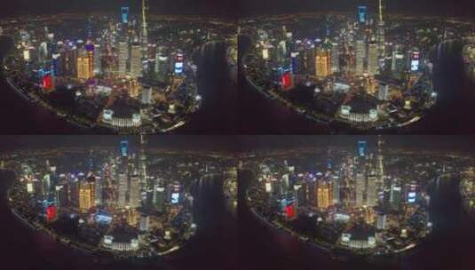 航拍上海陆家嘴外滩现代城市夜景高清在线视频素材下载