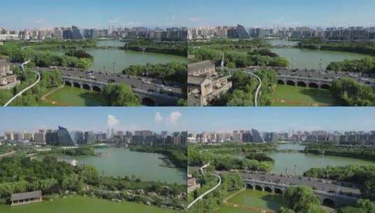 西安曲江池南湖公园景区航拍4高清在线视频素材下载