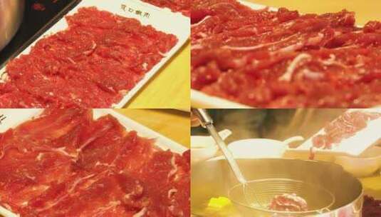 牛肉火锅 手切牛肉 牛肉条高清在线视频素材下载