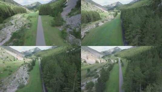 Col du Noyer道路和树木的鸟瞰图高清在线视频素材下载