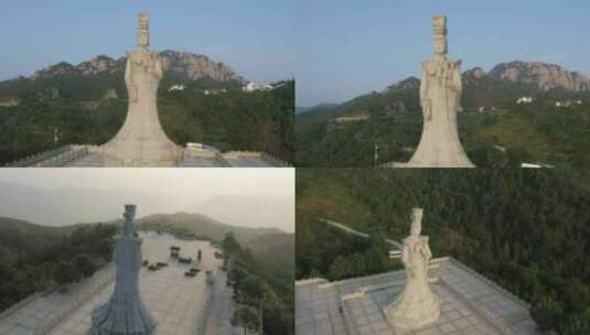 福建太姥山雕像航拍视频高清在线视频素材下载