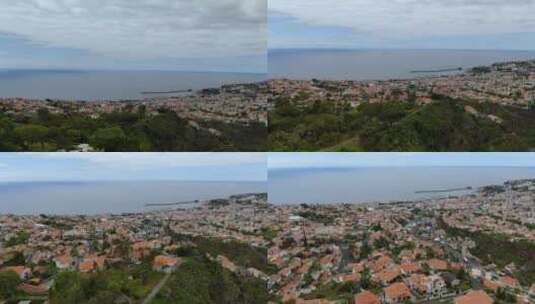 葡萄牙马德拉岛丰沙尔市和蒙特山的无人机视图高清在线视频素材下载