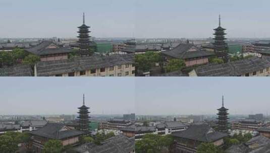 航拍上海松江延寿寺建筑风光高清在线视频素材下载