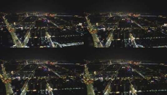 江苏宿迁城市夜景灯光交通航拍高清在线视频素材下载