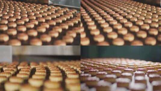 4K月饼生产月饼工厂流水线高清在线视频素材下载
