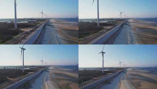 福建东山澳角海边风车航拍高清在线视频素材下载