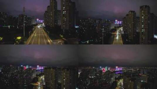 江苏淮安金融中心夜景灯光航拍高清在线视频素材下载