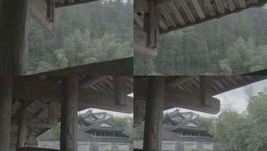 (4K) 浙江温州泰顺县廊桥桥檐风景特写高清在线视频素材下载